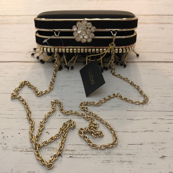 BEBE Beaded Fringe Minaudiere Clutch - Picture 5 of 6